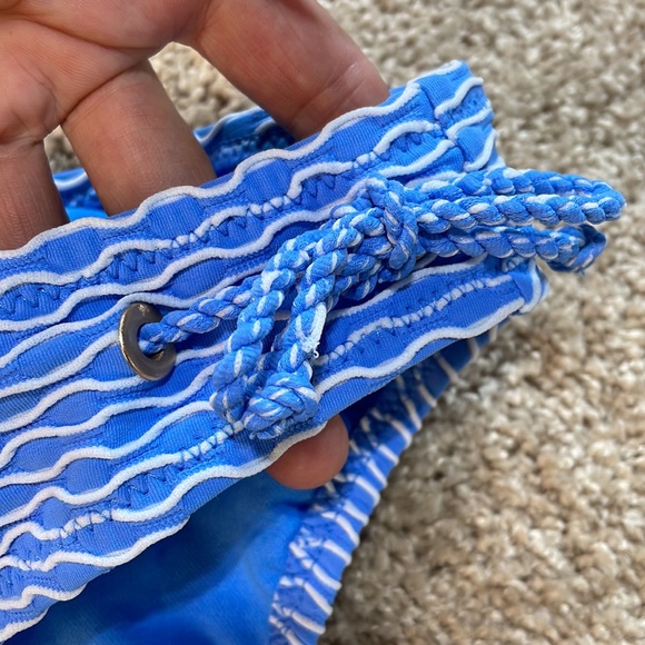 NWT (XL) Jessica Simpson swim bottom sky blue white wave gold grommets brand new - Picture 3 of 10
